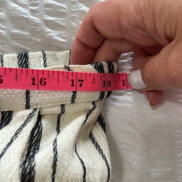 Zara TRF Womens Cotton Pants Cream Black Striped High Waisted Trousers Sz S New - Picture 8 of 17